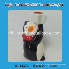 Creative penguin shaped ceramic candle holder for sale